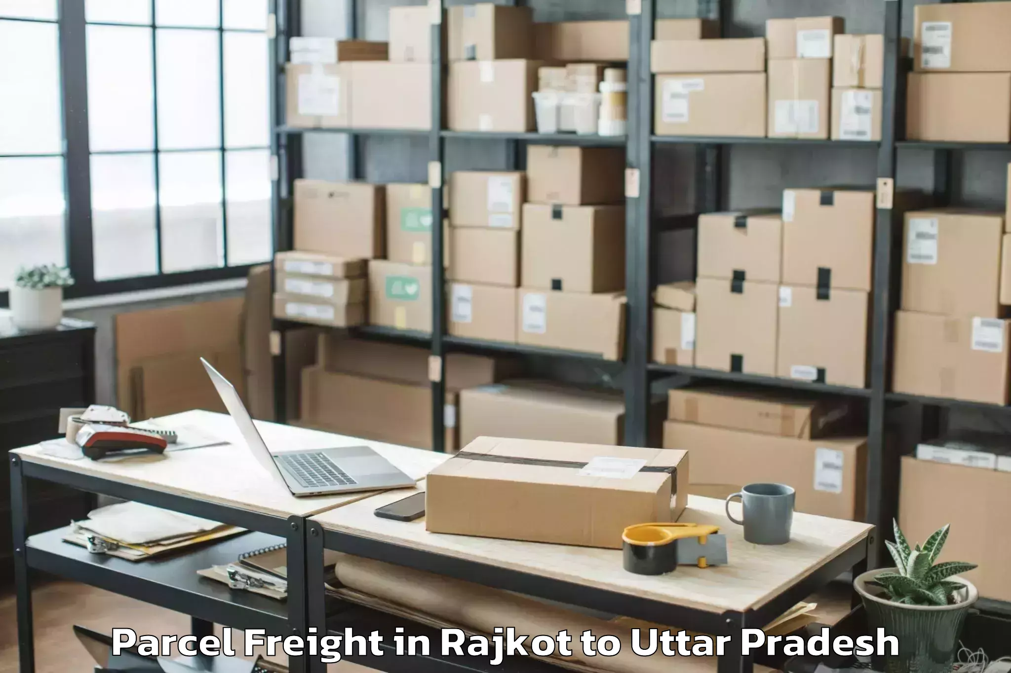 Book Rajkot to Azamgarh Parcel Freight